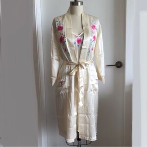 Yellow Silk Robe and Slip Set